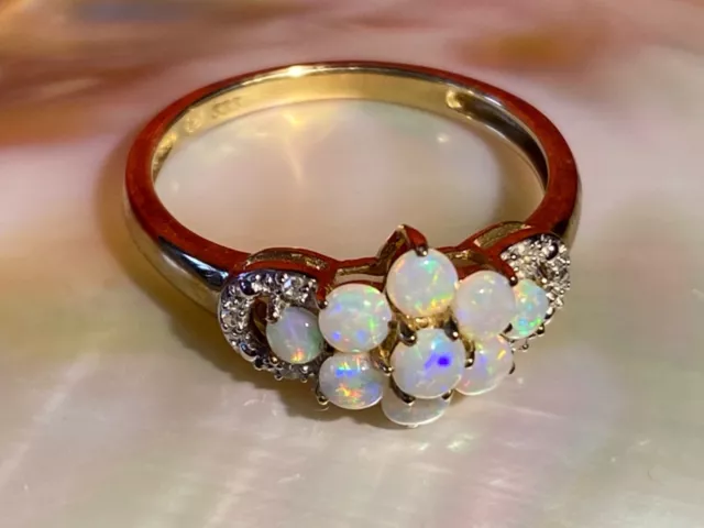 Bezaubernder Diamantring mit 9 x Opal Opalring in Gelbgold Gr. 53 3