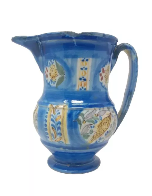 An 18th/19th c. SPANISH 7" Earthenware Pitcher Antique TALAVERA Majolica Faience