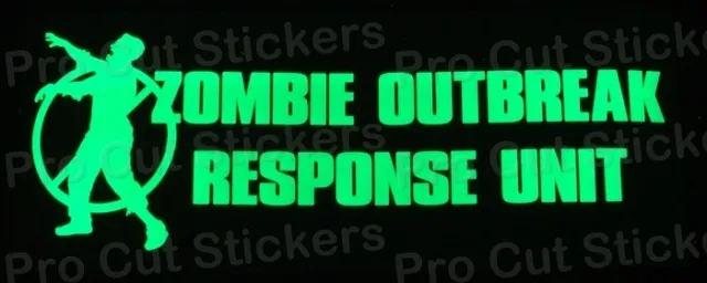 Zombie Outbreak Response Unit Glow in the Dark Luminescent Vinyl Stickers Decals