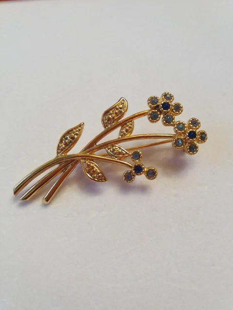 Broche Ancienne Vintage MOVITEX - Métal Doré Et Cristal - Occasion