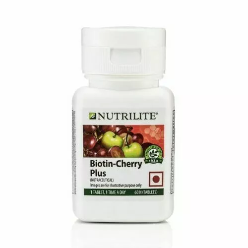 Amway NUTRILITE biotin cherry plus 60 N Tabs, For Hair-Skin & Nails - Best Price