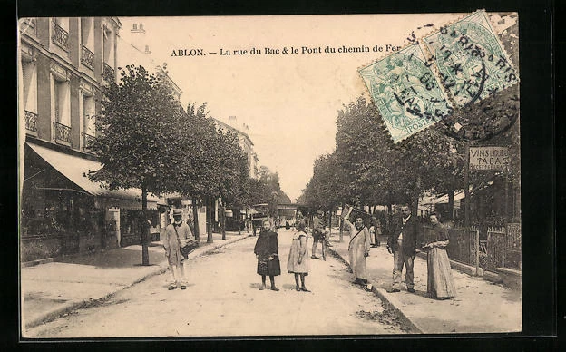 CPA Ablon, La rue du Bac & le Pont du chemin de Fer 1905