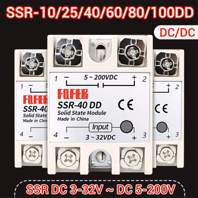 10/25/40/60/80/100A Einzelphase Halbleiterrelais Modul SSR DC 3-32V BIS 5-200V