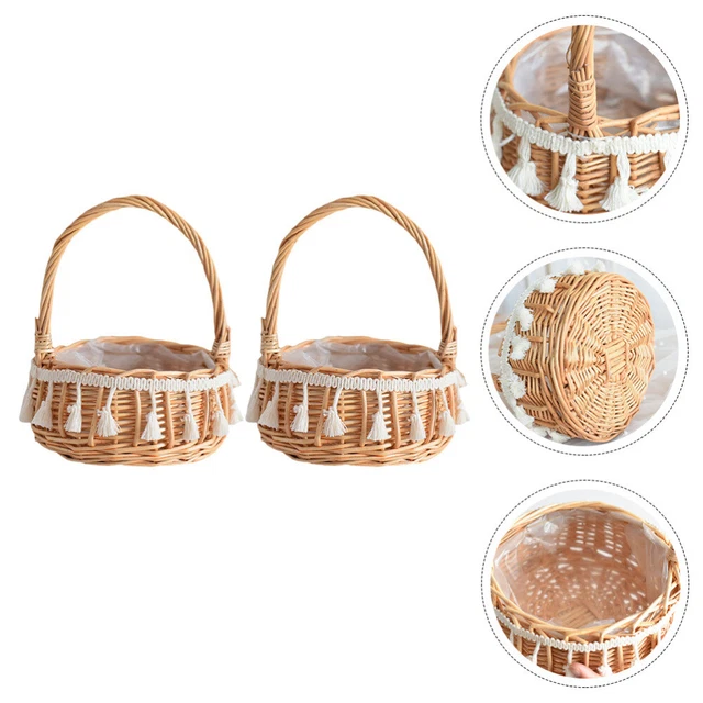 2pcs Mariage Fleur Paniers de fille de fleurs Panier de rassemblement de fleurs