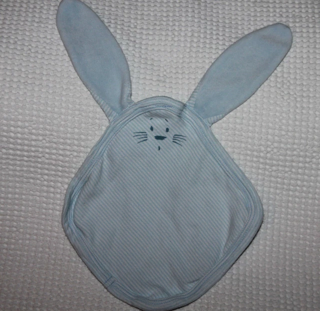 Doudou Petit Bateau Lapin Plat Bleu Blanc Raye Etat Neuf