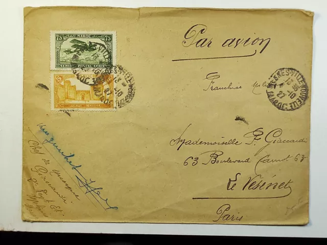 1927 French Morocco Airmail Cover to Breville-Nouvelle Paris France