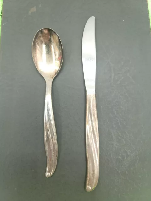 Vintage TWA AIRLINES, Knife and spoon  Silver Co.