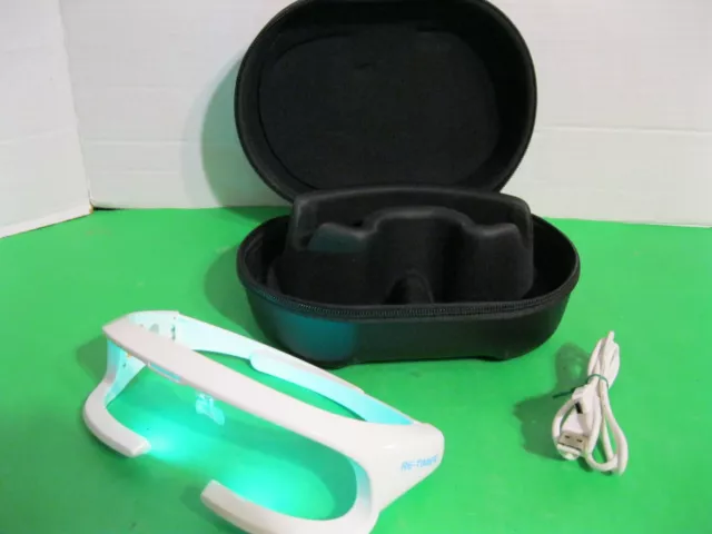 Gafas de terapia de luz portátiles retemporizador seguras azul verde UV LED con estuche, cable USB