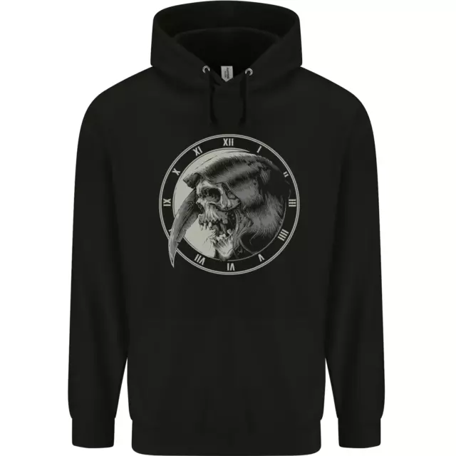 Grim Reaper Clock Skull Biker Gothic Demon Childrens Kids Hoodie