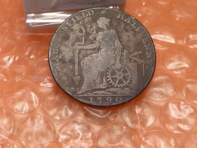 Original 1790 MaCCLEESFIELD Colonial Lettered Edge Trade Token #BA
