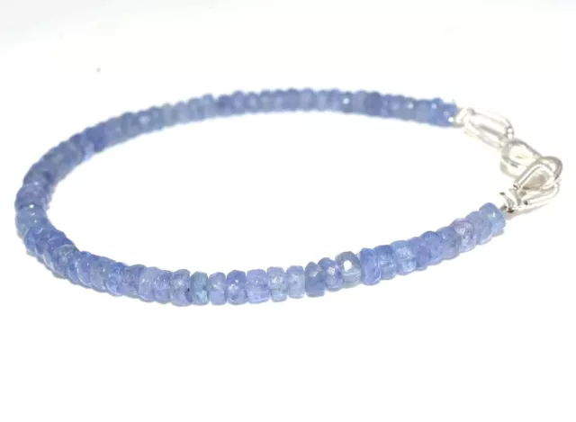 Véritable Tanzanite Perles Facettées 3-4MM Perlé Bracelet 7 " Strand Riche