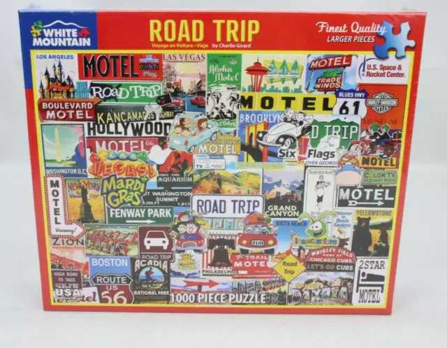 White Mountain Road Trip 1000 Piece Jigsaw Puzzle Vintage Road Signs Sealed