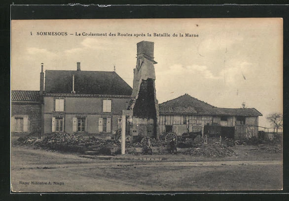 CPA Sommesous, Le Croisement des Routes après la Bataille de la Marne