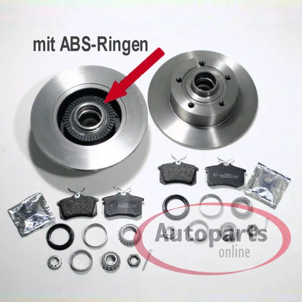 Bremsscheiben ABS Ringe Radlager Set Beläge vorne hinten für Audi A4 [B5] 3