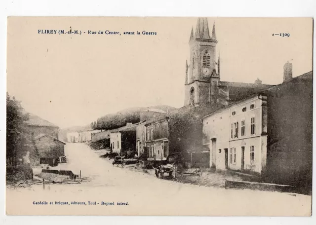 54 @ Carte Postale Ancienne De Flirey - Rue Du Centre, Avant La Guerre @ Rare !!