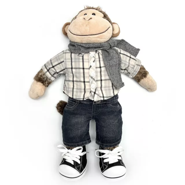 Build A Bear BAB Monkey with Shirt, Jeans, Shoes and Scarf 48cm Tall