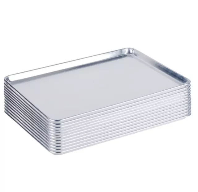 12 Case Aluminum Bun Sheet Pans Full Size Wire Rim Restaurant Baking 18" x 26"