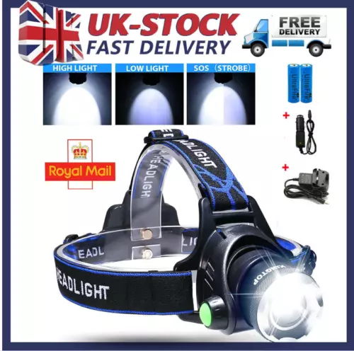 COB LED Work Light Headlight Bar Headlamp Torch Head Band Lamp USB Flashlight UK