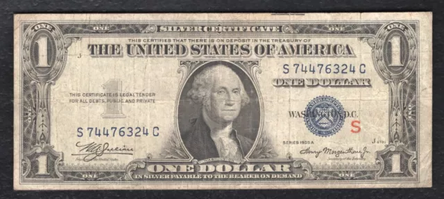 Fr. 1609 1935-A $1 One Dollar Silver Certificate “Experimental S” Very Fine