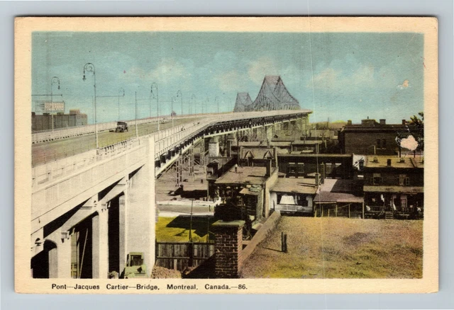 Montreal Quebec Canada, Jacques Cartier Bridge Vintage Vintage Postcard