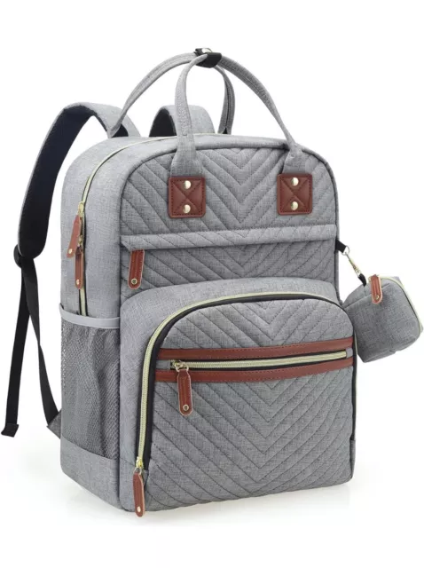 Grey Diaper bag backpack Baby Travel waterproof large pack mummy baby Strap Tote