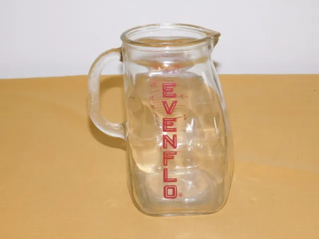 Vintage 6 1/2" Evenflo 4 Cups 1 Qt 32 Oz Glass Pitcher