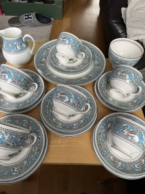 Wedgwood Florentine W2174  Turquoise 21 Piece Tea Set 1st Quality