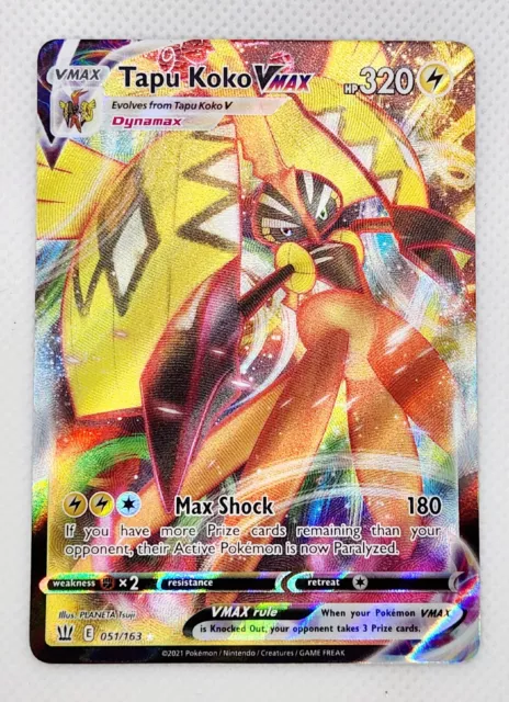 Tapu Koko Vmax 051/163 Holo Rare Battle Styes Pokemon Card Near Mint