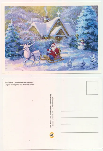 79940 - Aleksandr Ivanov: Weihnachtsmann unterwegs - alte Künstlerkarte
