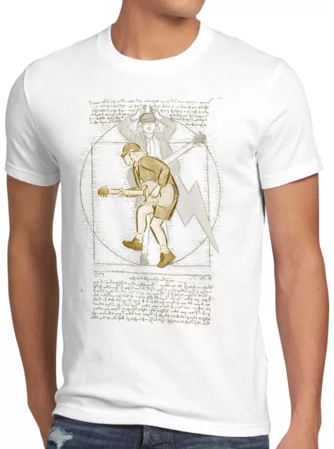 T-shirt uomo vitruviano Angus young hard rock da vinci uomo leonardo