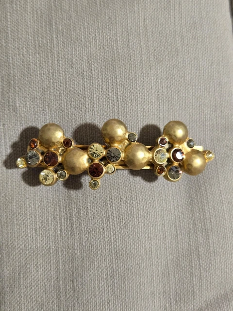 Broche Barrette Vintage AVON - Métal Doré Avec Cristaux Grenat - Serti Clos - Occasion Bon État