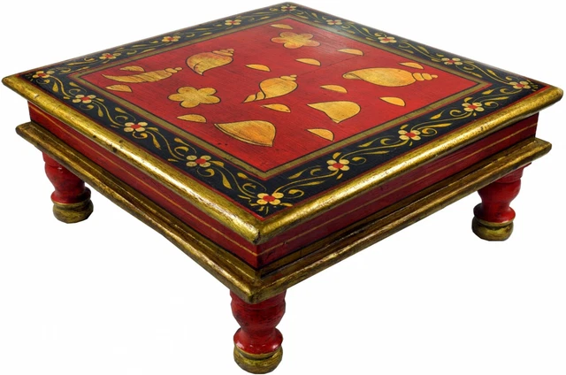 Minítica pintada, roja, pintada a mano en India, mesa auxiliar, precio especial