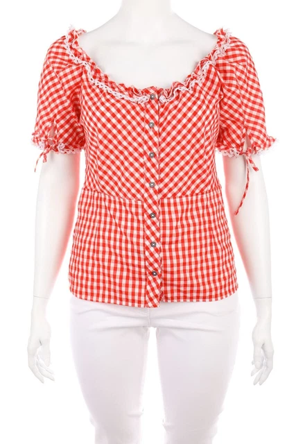 Camicia tradizionale Almenrausch a quadretti D 48 rossa bianca