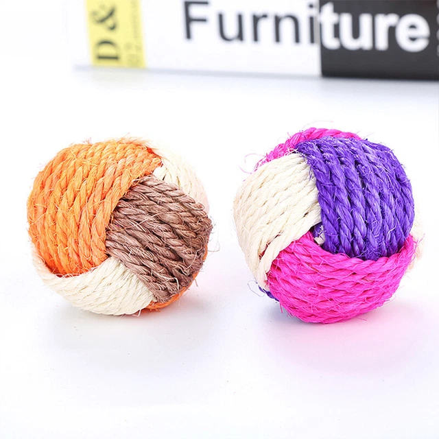 Bolas de sisal para gato gatito sonajero masticar rasguños atrapar mascotas ejercicio TDZ