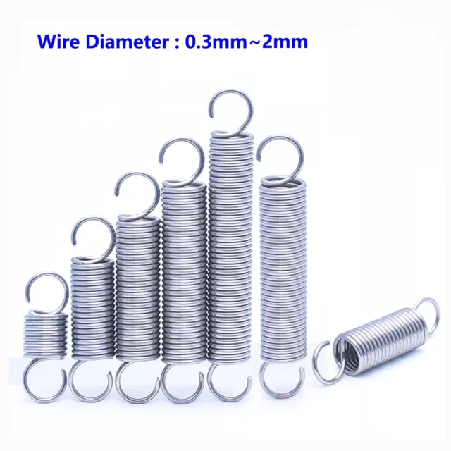 Hook Stainless Steel Spring Expansion Extension Tension Springs Wire Dia. 0.8mm
