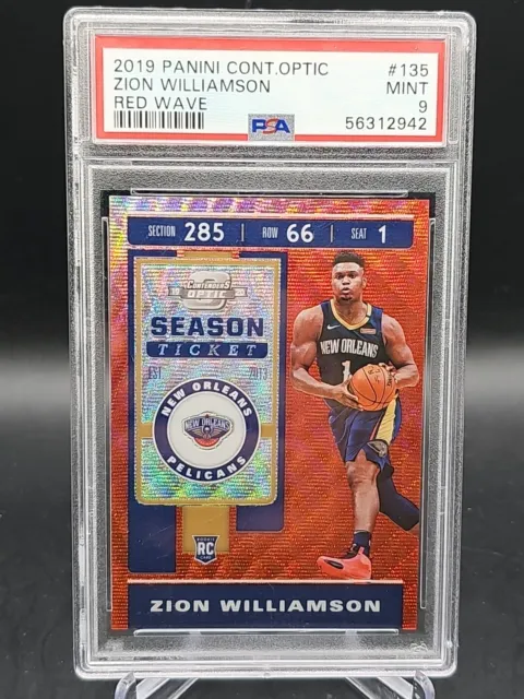 Zion Williamson PSA 9 2019 Contenders Optic RED WAVE Prizm Rookie Card - RC 135