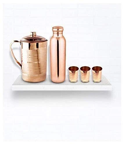 Bouteille d'eau en cuivre brut faite à la main, carafe de 1500 ml et 3...