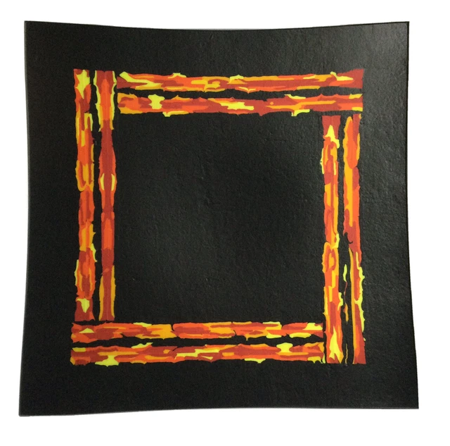 Terri Stanley Cast Fused Glass Curved Plate Matte Black Orange Yellow Inclusions