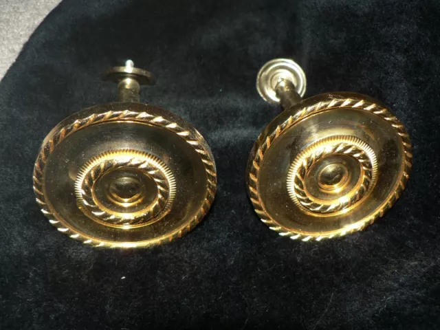 Vintage Brass Medallion tieback Holdback Pair Curtain Drapery