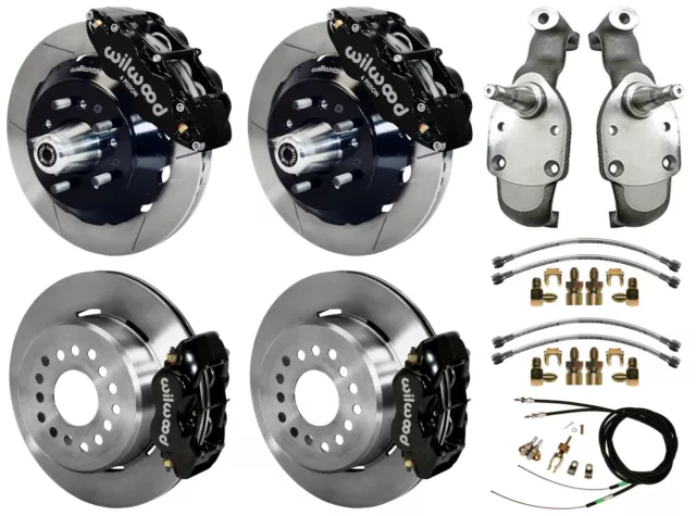 Wilwood Disc Brakes,13" Front & 12" Rear,2" Drop Spindles,65-70 Impala,Black