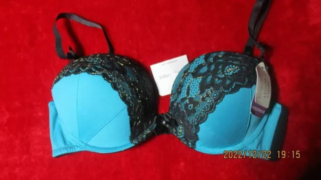 Ann Summers The Tempting Teal Bra & Crotchless Briefs Set Size 12 - 18 NWT