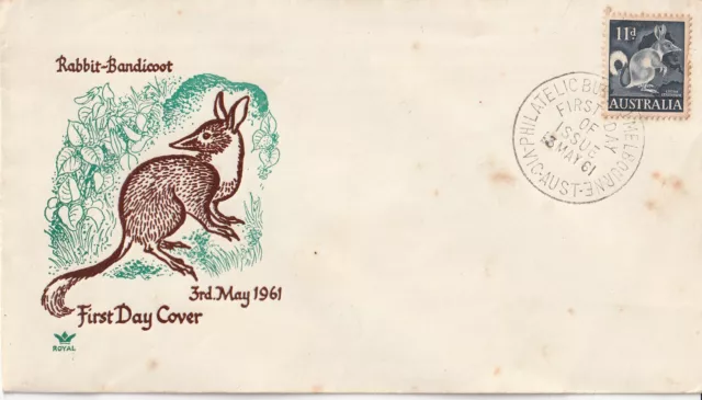 Australia 1961 : Pre-Decimal First Day Cover 11d Rabbit Bandicoot.