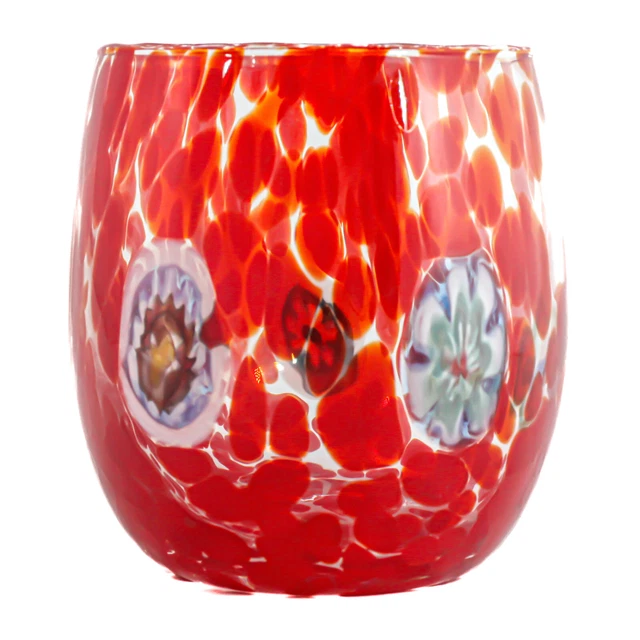 Murano Verre Buvant Verre Gobelet Rouge Vert Bleu Multi Main Fabriqué Millefiori