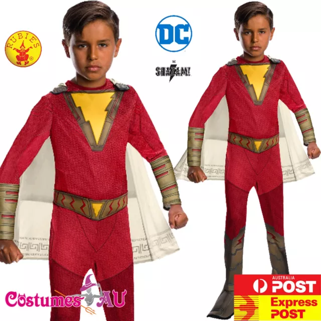 Licensed Shazam Classic Costume Captain Marvel Child Boys Superhero Jumpsuit