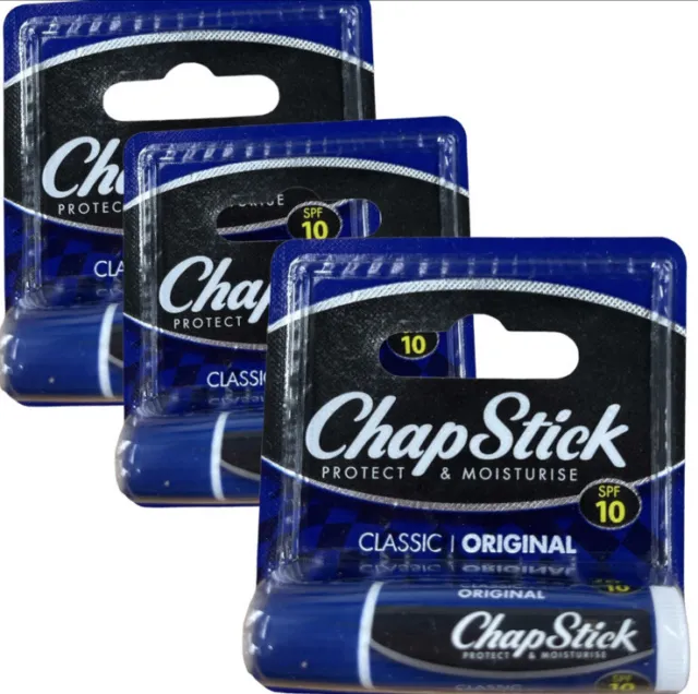 Chapstick Original Lip Balm |Pack of 3| Classic Moisturising Dry Chap Stick