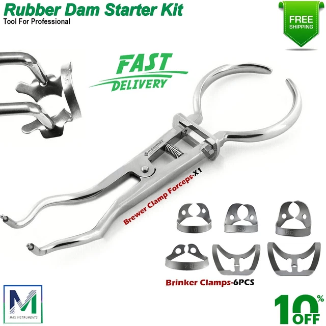 DENTAL RUBBER DAM Brewer Clamp Forceps Endodontic Brinker Clamps Set
