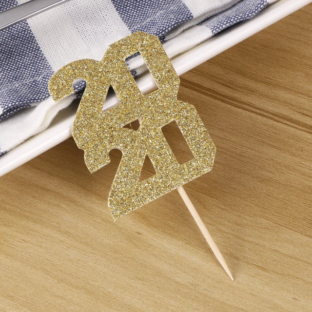 30 pz inserto torta bambù M con numeri cupcake topper per Natale