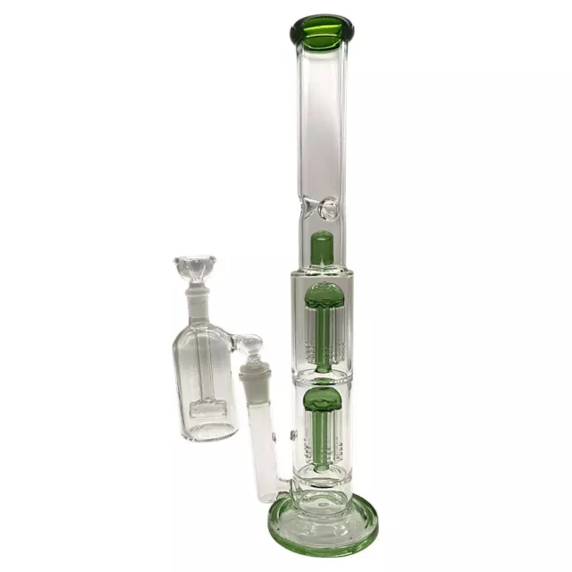 16'' Hookah Heavy Glass Big Bong Ice Catcher Water Smoking Pipe Ash Catcher Set