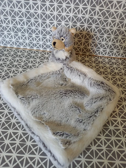 Doudou plat chien blanc gris husky Dani Créations