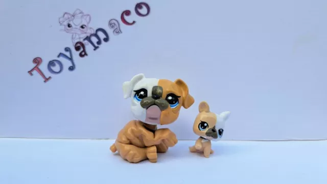 Original LPS Littlest Pet Shop Bulldog Mommy and baby  #3587 #3588 Free Shipping